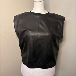 Alice & Olivia Kendrick vegan Leather Top